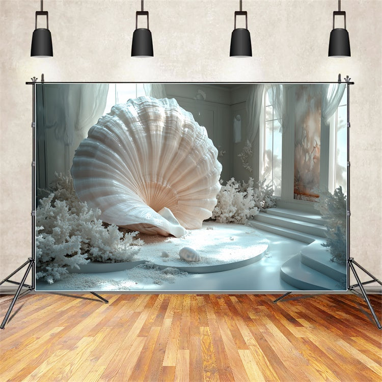 Summer Backdrop White Coral Palace Shell Backdrop UK CSH5-108