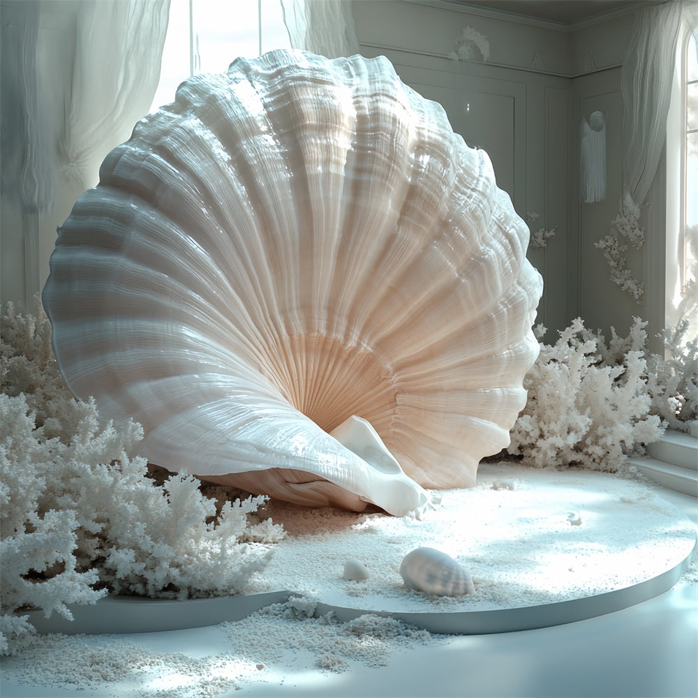 Summer Backdrop White Coral Palace Shell Backdrop UK CSH5-108