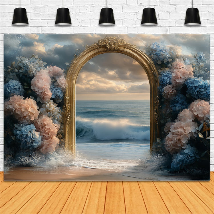 Summer Beach Backdrop Hydrangea Dream Sea Backdrop UK CSH5-110