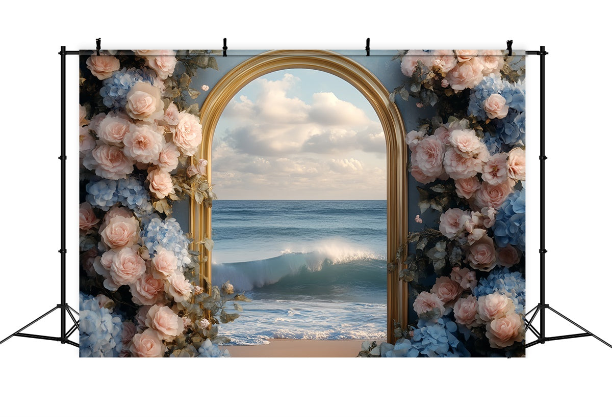 Beach Backdrops Golden Arch Floral Summer Backdrop UK CSH5-111