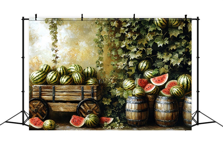 Watermelon Photo Backdrop Vintage Fruit Stand Summer Backdrops UK CSH5-126