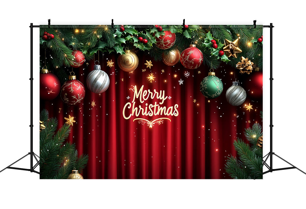 Christmas Stage Backdrops Red Curtain Holiday Decor Backdrop UK CSH5-147