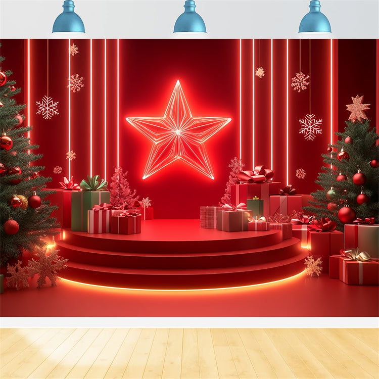 Christmas Stage Backdrops Holiday Stage Neon Gift Backdrop UK CSH5-149