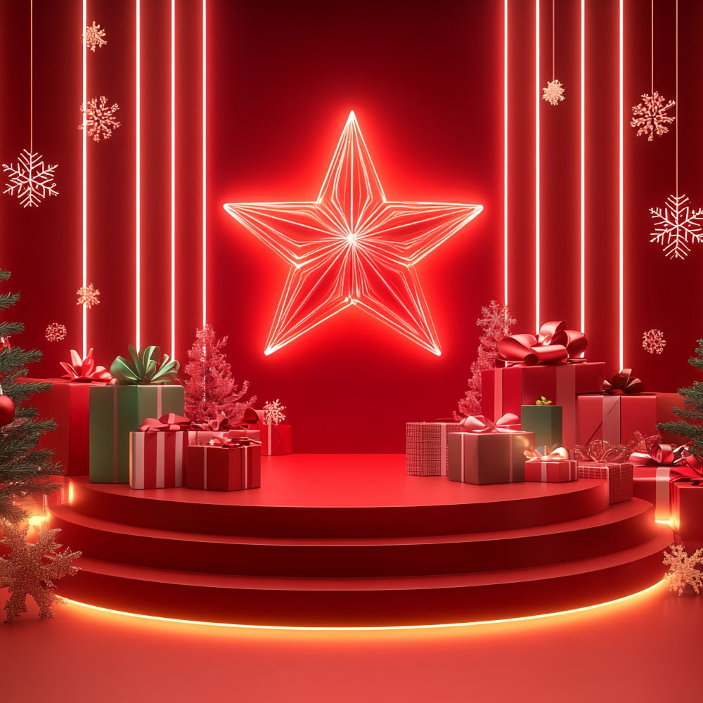 Christmas Stage Backdrops Holiday Stage Neon Gift Backdrop UK CSH5-149