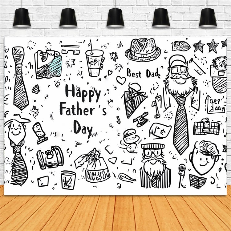 Backdrop Father's Day Cute Doodle Tie Hat Backdrop UK CSH5-16