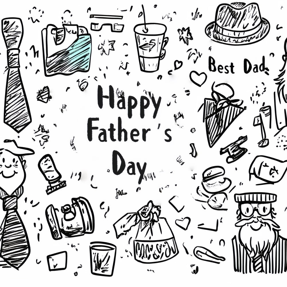 Backdrop Father's Day Cute Doodle Tie Hat Backdrop UK CSH5-16