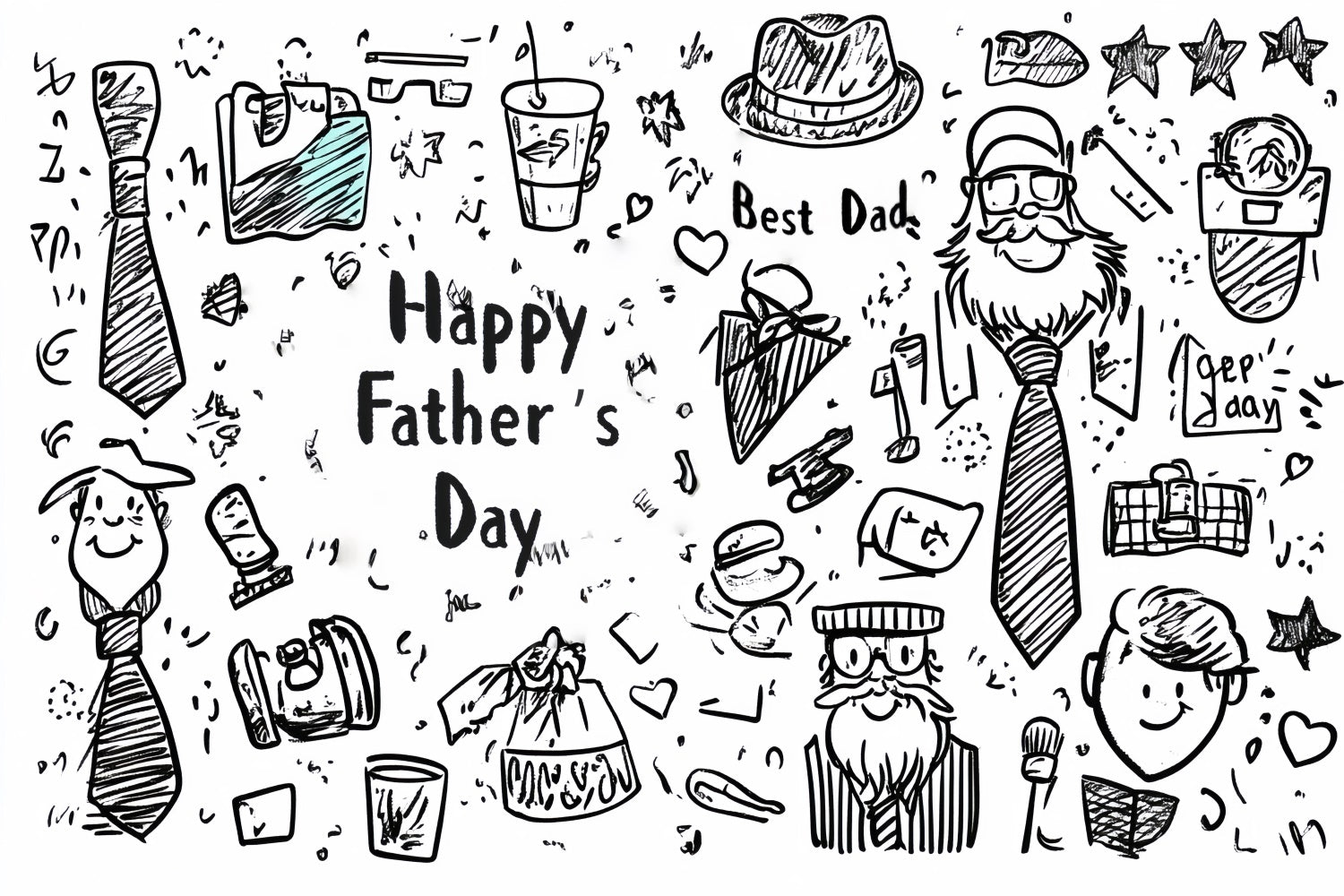 Backdrop Father's Day Cute Doodle Tie Hat Backdrop UK CSH5-16