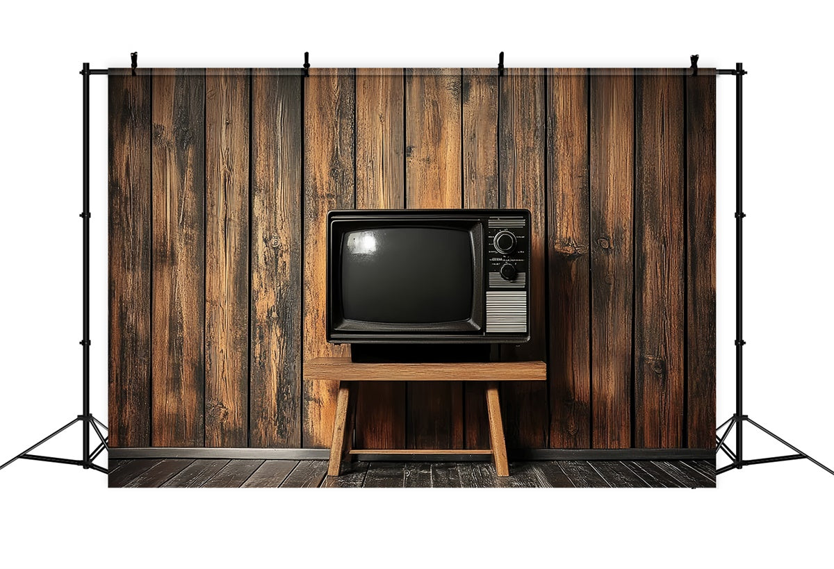 70s Backdrop Wooden Wall Television Vintage Backdrop UK CSH5-177