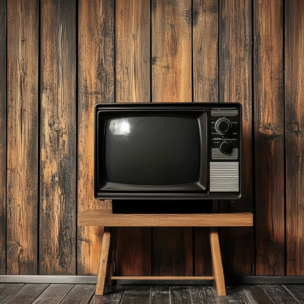 70s Backdrop Wooden Wall Television Vintage Backdrop UK CSH5-177