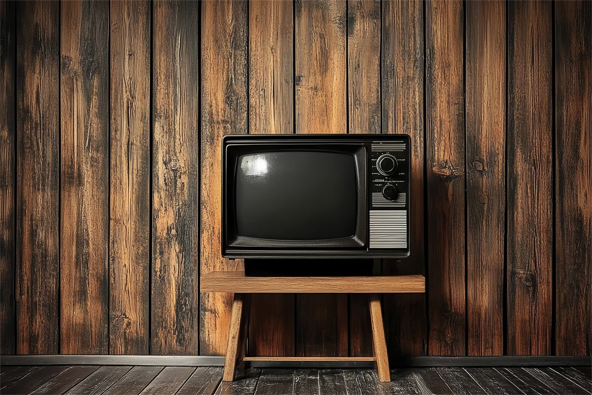 70s Backdrop Wooden Wall Television Vintage Backdrop UK CSH5-177