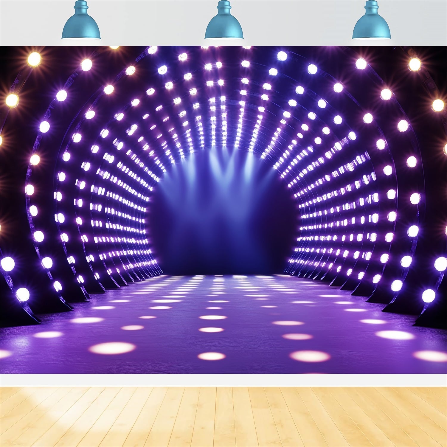 80s Backdrop Futuristic Party Tunnel Lights Backdrop UK CSH5-185