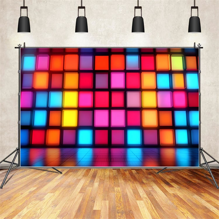 80s Photo Backdrop Vintage Neon Block Wall Backdrop UK CSH5-188