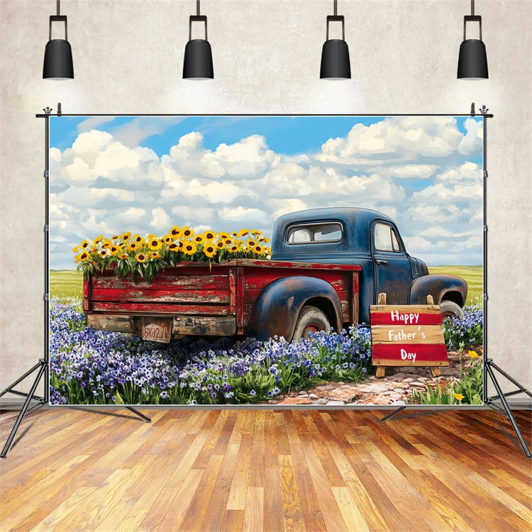 Father's Day Backdrop Vintage Truck Flower Backdrop UK CSH5-24