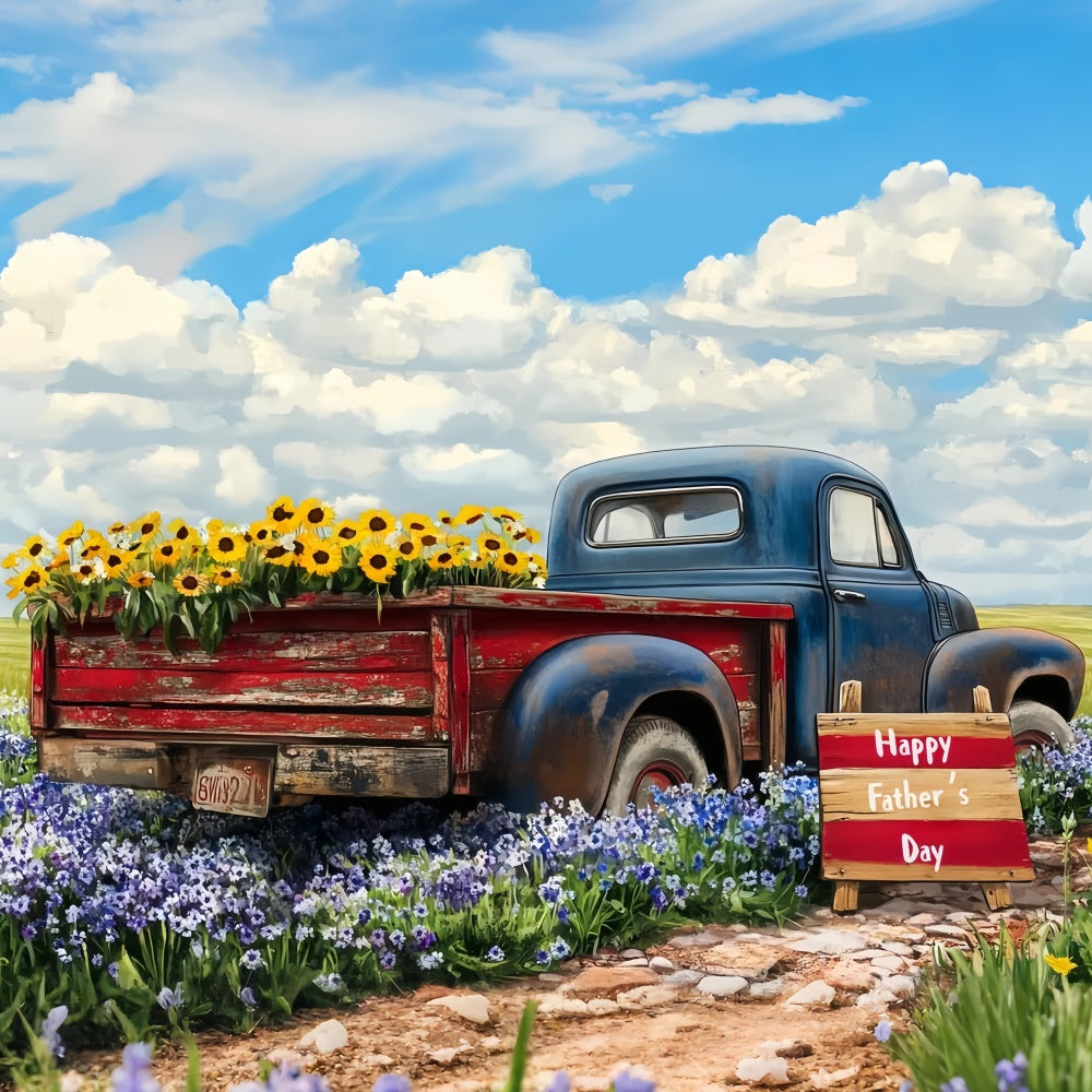 Father's Day Backdrop Vintage Truck Flower Backdrop UK CSH5-24