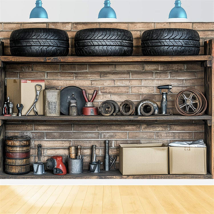 Happy Fathers Day Backdrop Garage Tools Tires Backdrop UK CSH5-25