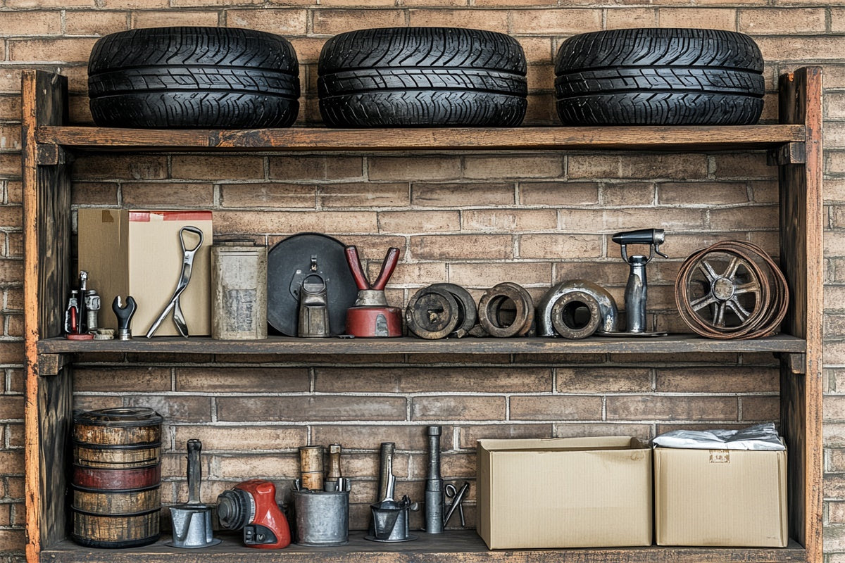 Happy Fathers Day Backdrop Garage Tools Tires Backdrop UK CSH5-25