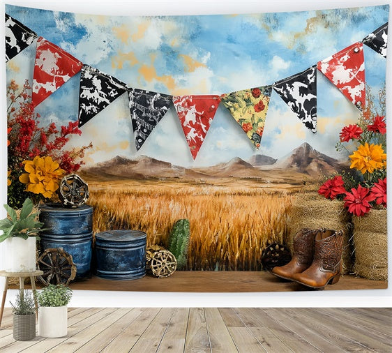 Western Cowboy Backdrop Rustic Baby Rodeo Kids Backdrop UK CSH5-263