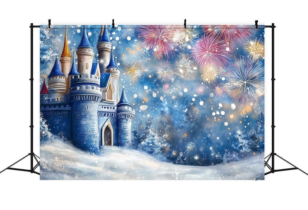 Winter Castle Backdrop Fireworks Frost Castle Kids Backdrop UK CSH5-267