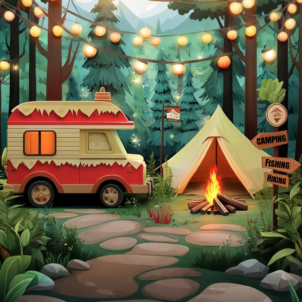 Kids Backdrops Forest Lantern Cozy Tent Backdrop UK CSH5-288