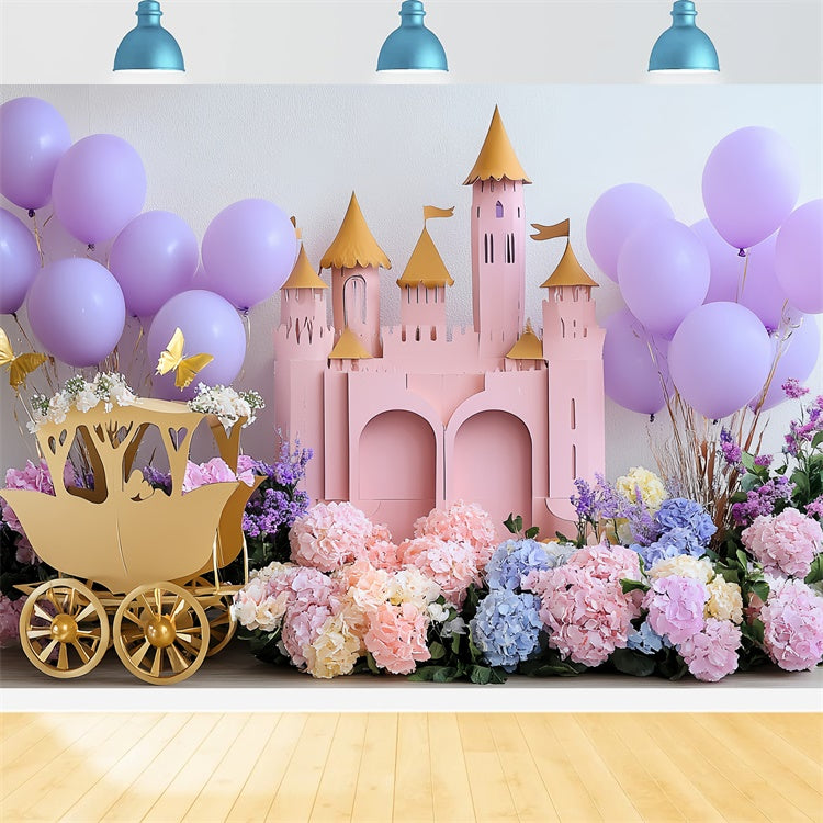 Castle Backdrops Blush Blossom Palace Kids Backdrop UK CSH5-289