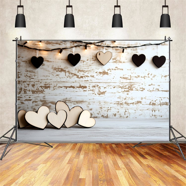 Fathers Day Backdrop Wooden Heart String Lights Backdrop UK CSH5-29