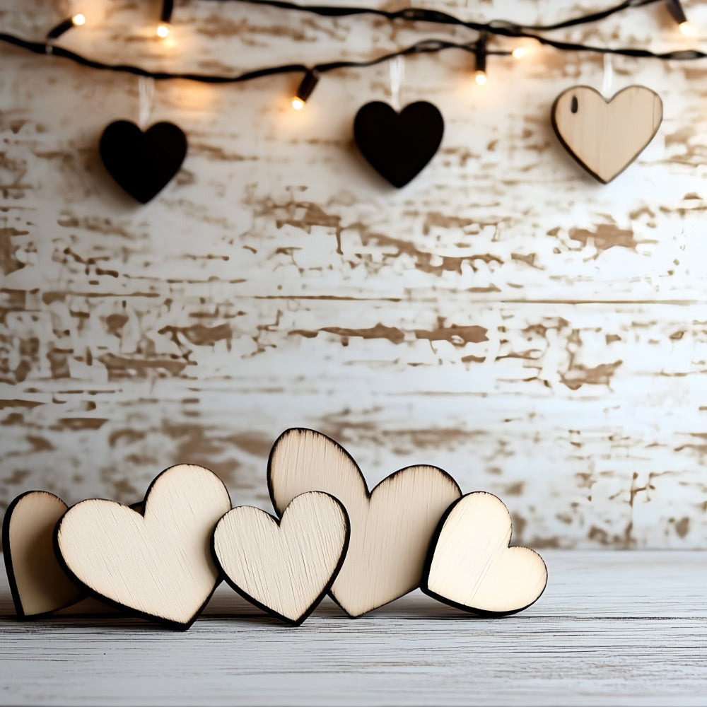 Fathers Day Backdrop Wooden Heart String Lights Backdrop UK CSH5-29