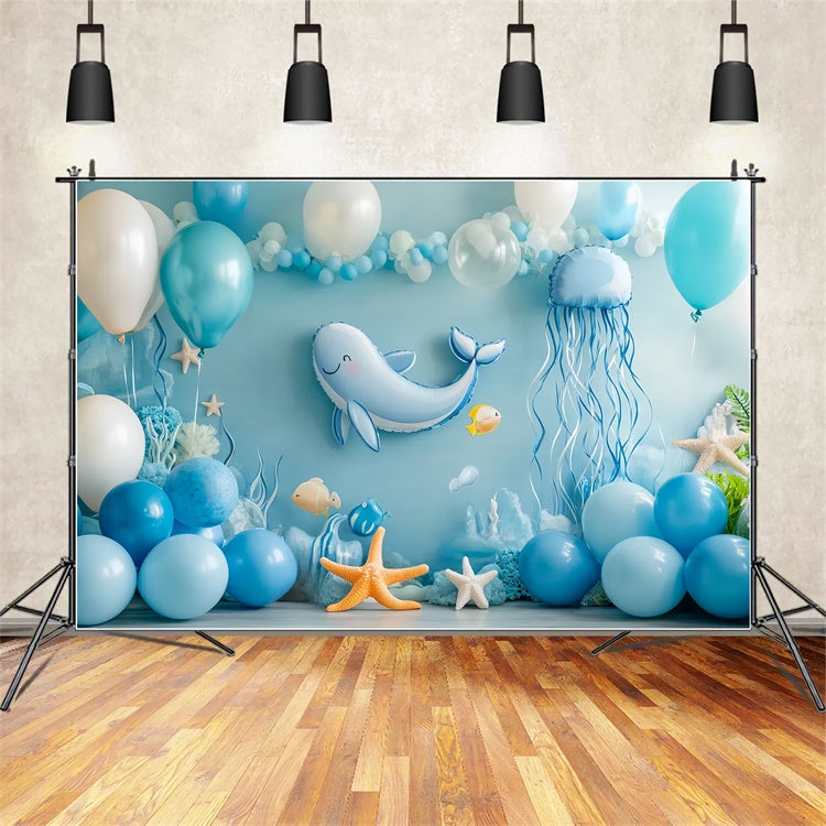 Newborn Backdrops Balloon Blue Sea World Backdrop UK CSH5-292