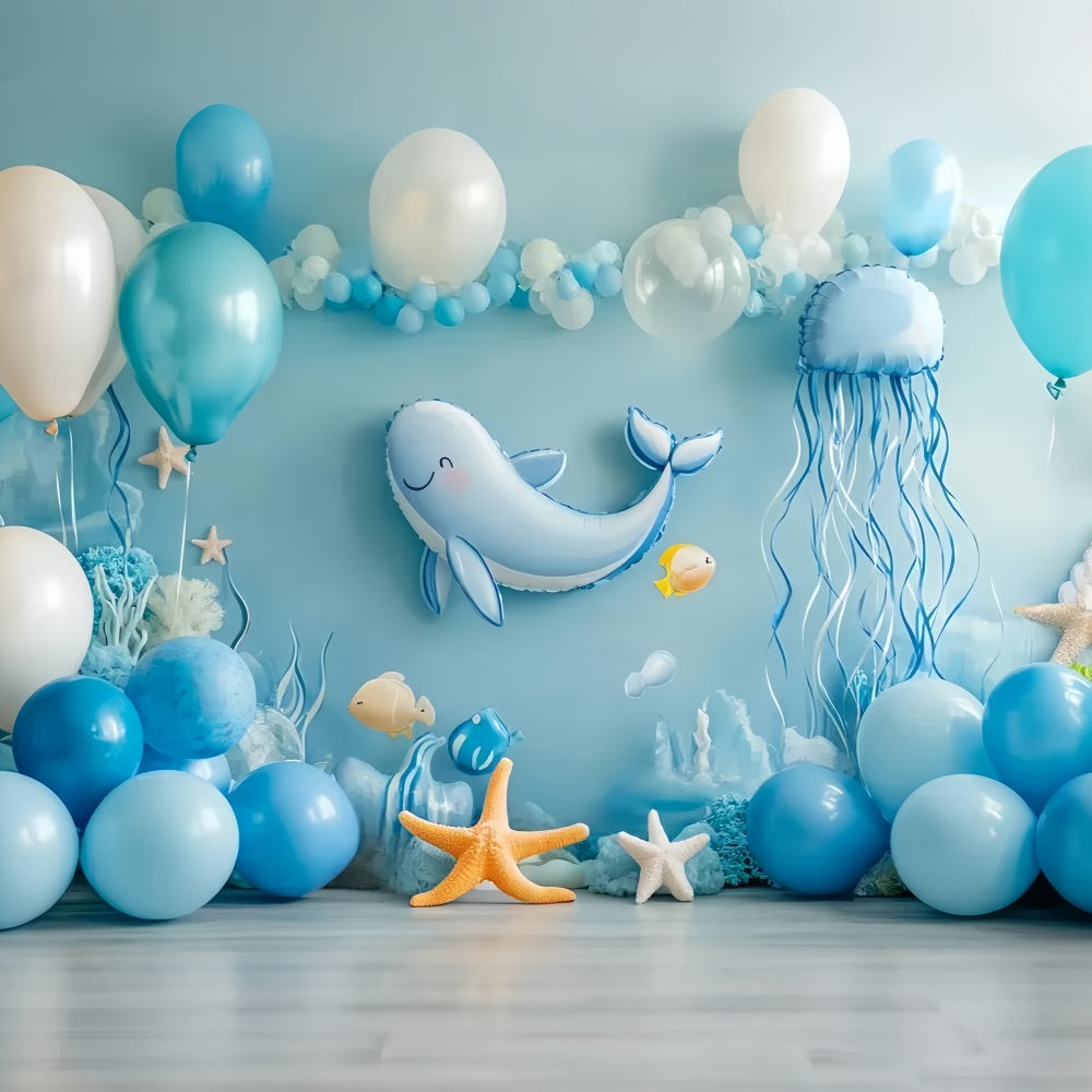 Newborn Backdrops Balloon Blue Sea World Backdrop UK CSH5-292