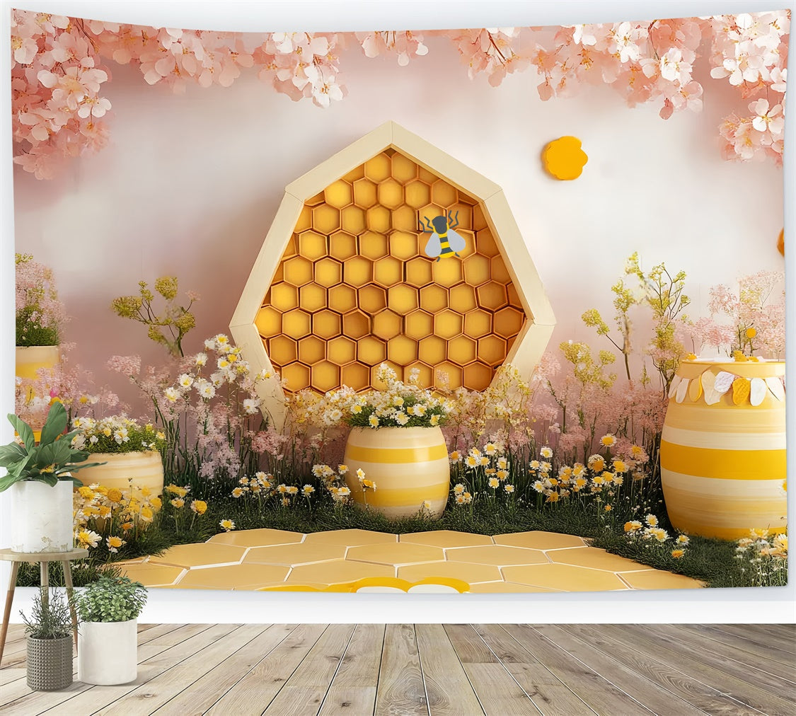 Kids Backdrop Honeybee Daisy Blossom Garden Backdrop UK CSH5-295