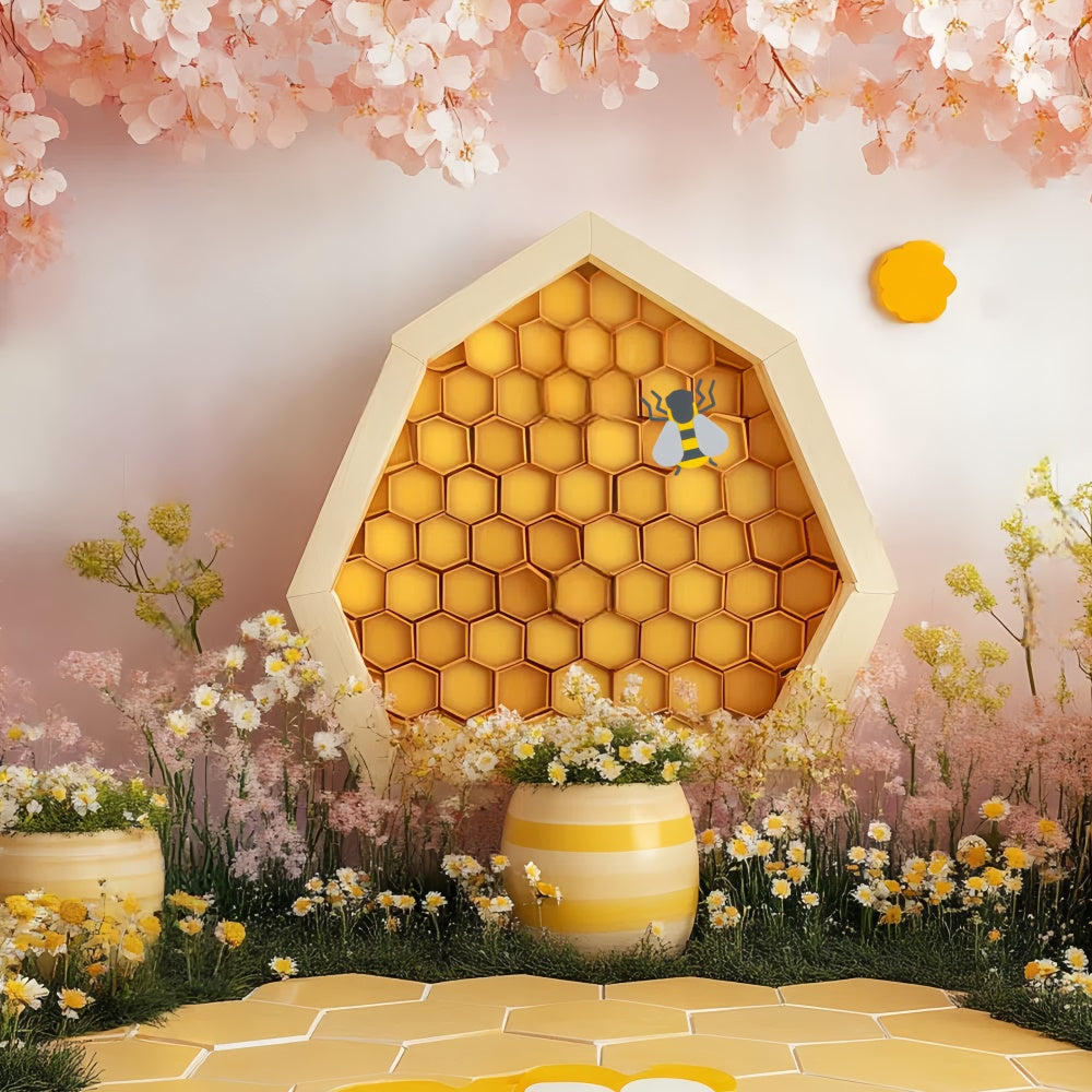 Kids Backdrop Honeybee Daisy Blossom Garden Backdrop UK CSH5-295