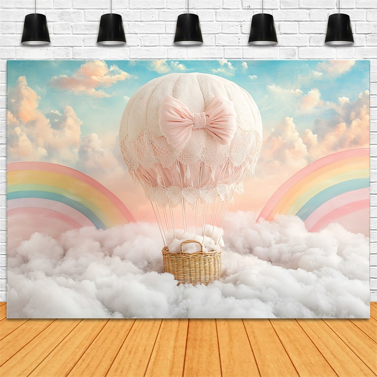 Kids Backdrops Rainbow Cloud Balloon Journey Backdrop UK CSH5-298