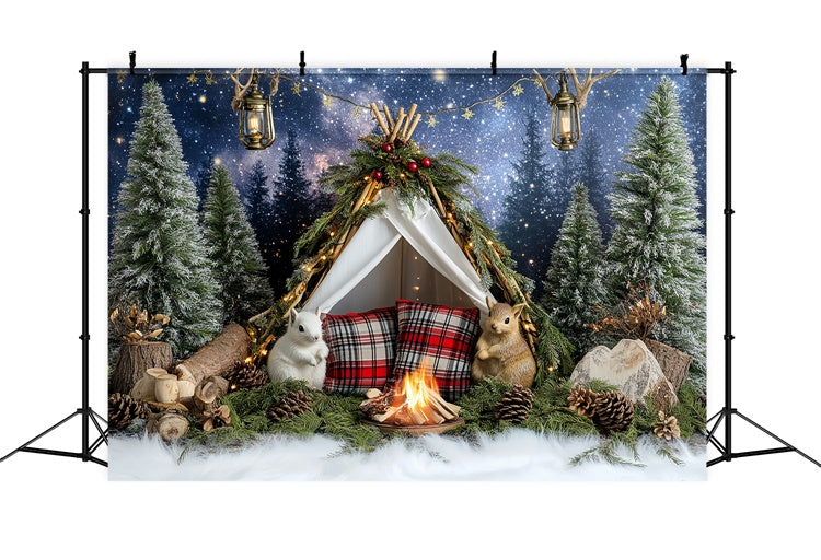 Christmas Backdrop Starry Woodland Camp Kids Photo Backdrop UK CSH5-306