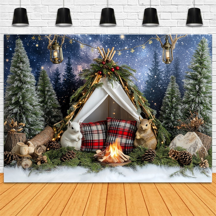 Christmas Backdrop Starry Woodland Camp Kids Photo Backdrop UK CSH5-306