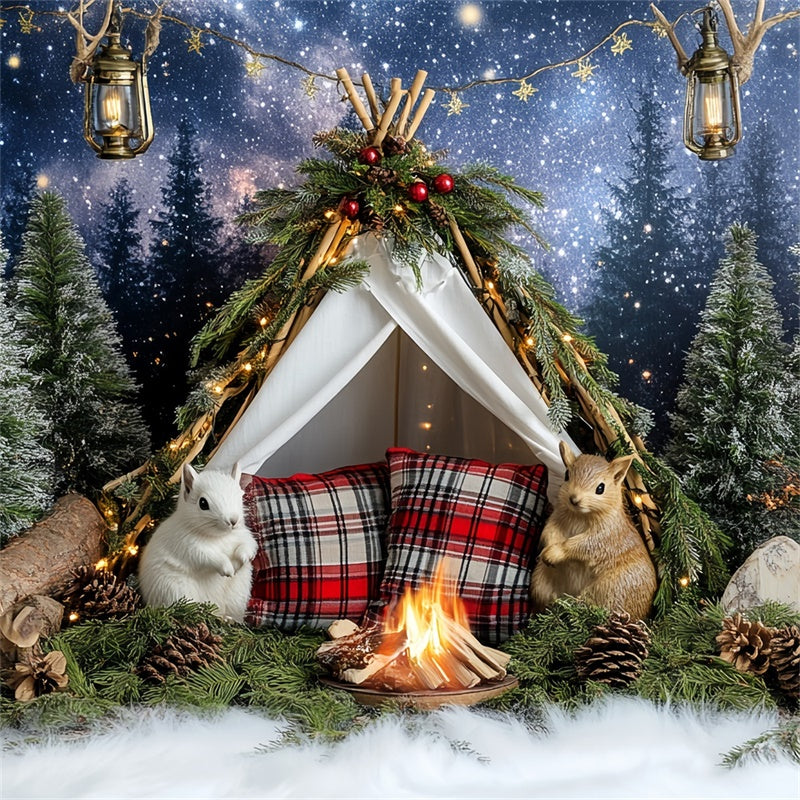 Christmas Backdrop Starry Woodland Camp Kids Photo Backdrop UK CSH5-306