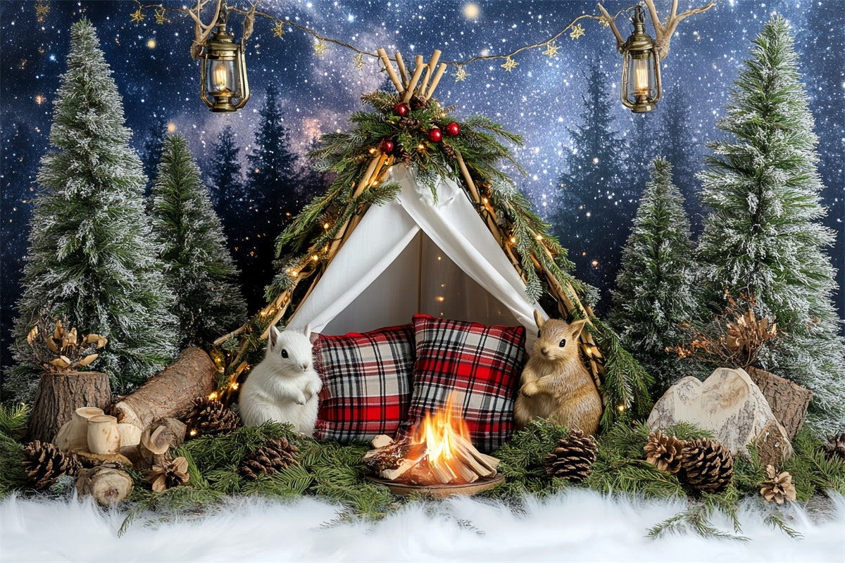 Christmas Backdrop Starry Woodland Camp Kids Photo Backdrop UK CSH5-306