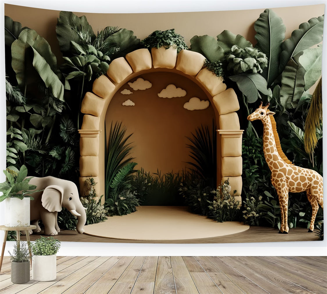 Photography Backdrops For Kids Jungle Safari Arch Backdrop UK CSH5-307