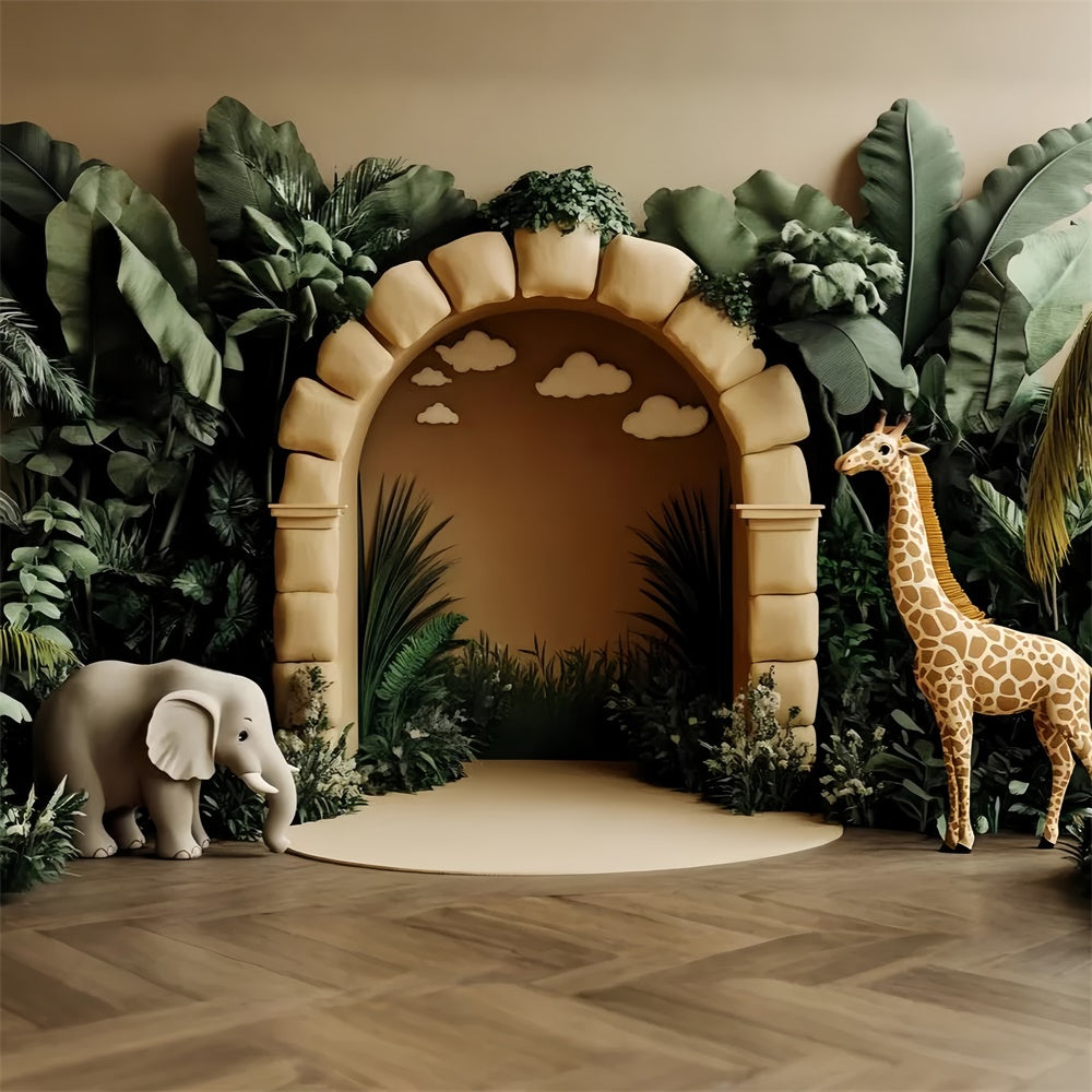 Photography Backdrops For Kids Jungle Safari Arch Backdrop UK CSH5-307