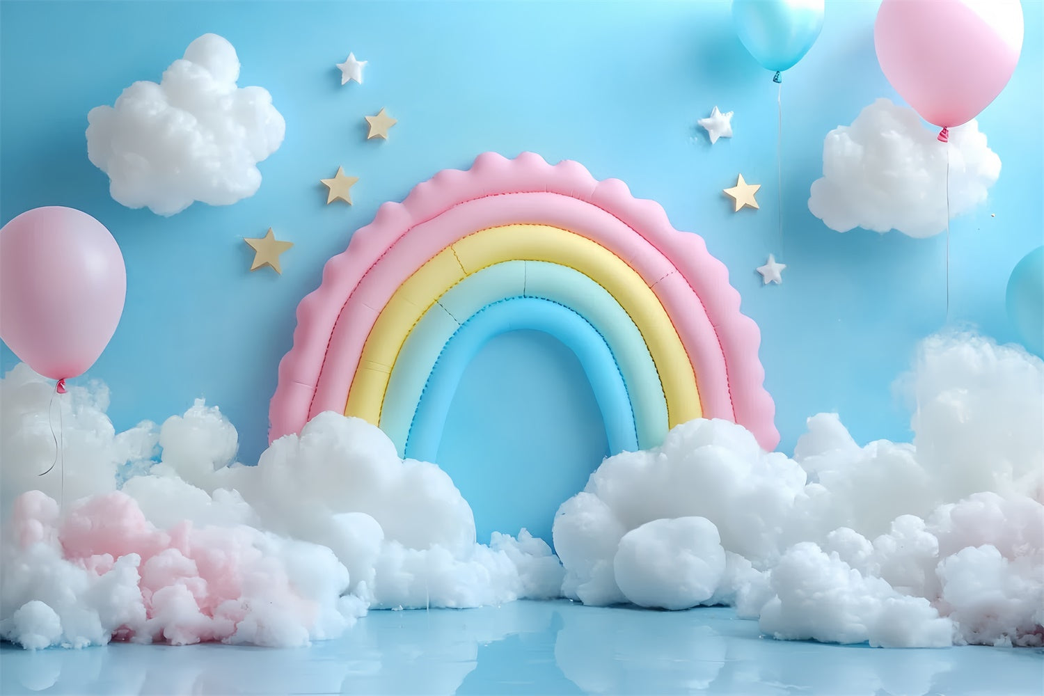 Rainbow Backdrop Balloon Heaven Cloud Kids Backdrop UK CSH5-310