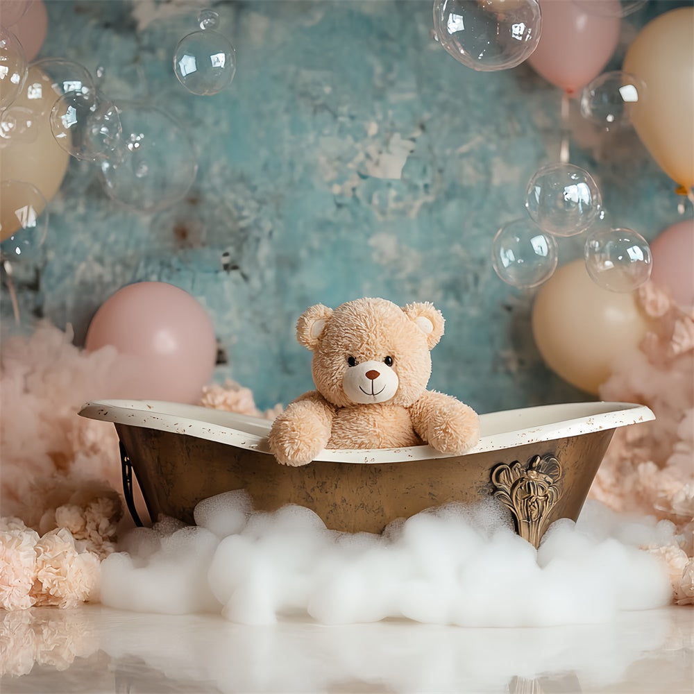 Newborn Backdrop Bubble Bear Bath Time Backdrop UK CSH5-313