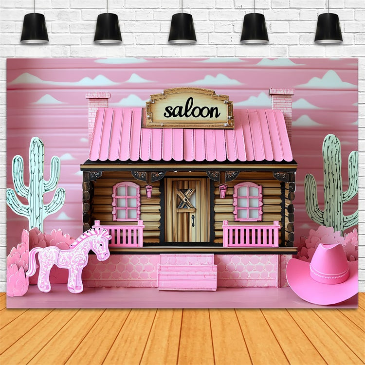 Cowgirl Backdrop Ideas Pink Rodeo Saloon Kids Backdrop UK CSH5-314