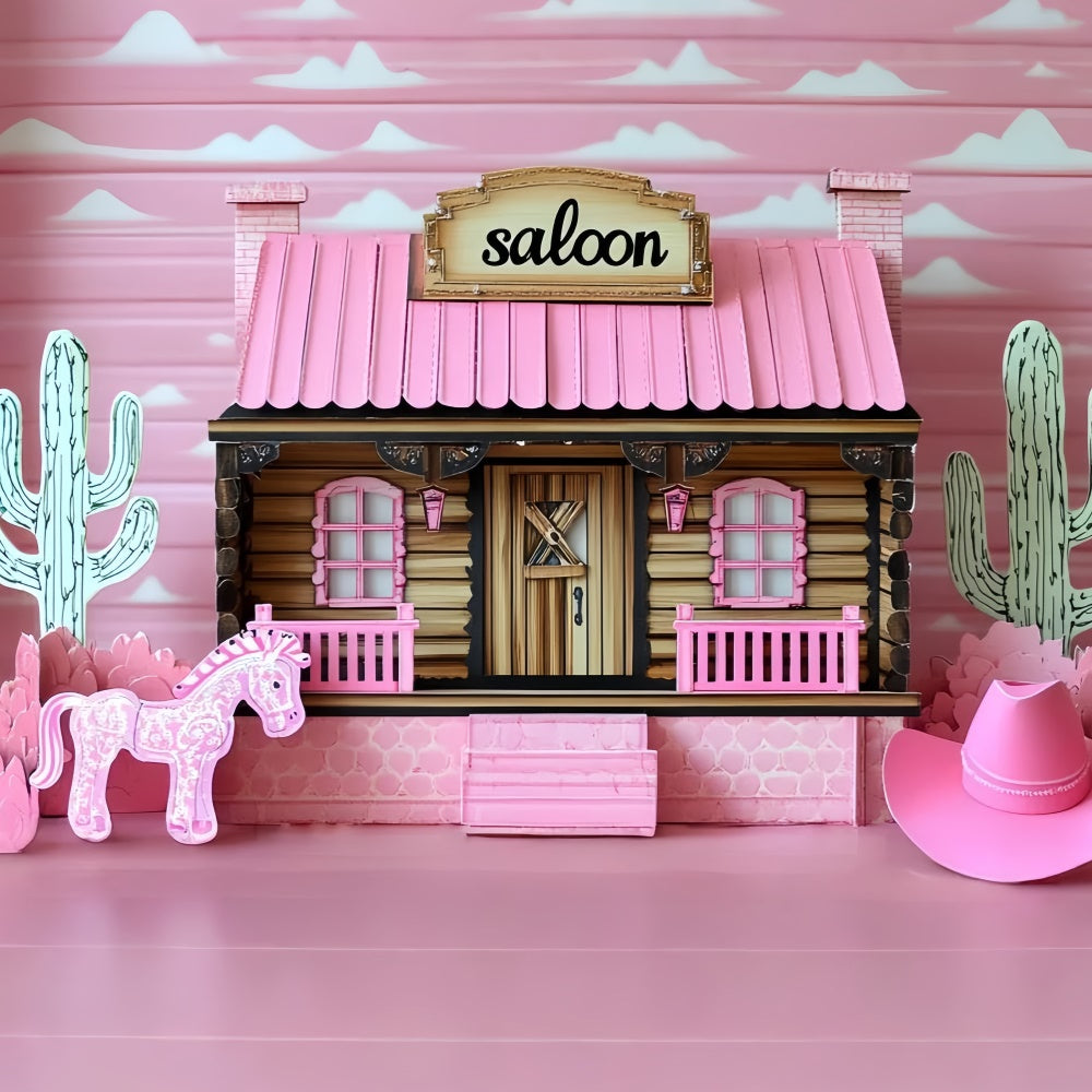 Cowgirl Backdrop Ideas Pink Rodeo Saloon Kids Backdrop UK CSH5-314