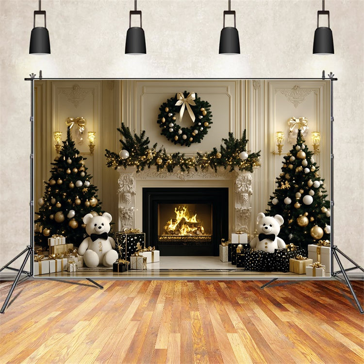 Christmas Backdrop Ideas Cozy Bear Christmas Charm Kids Backdrop UK CSH5-319