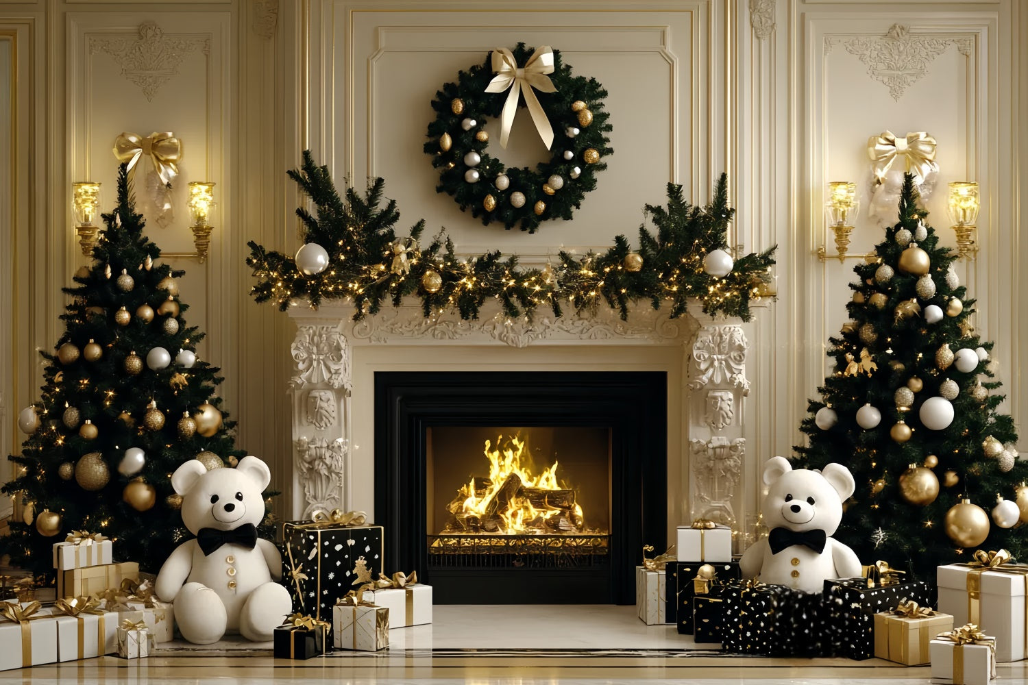 Christmas Backdrop Ideas Cozy Bear Christmas Charm Kids Backdrop UK CSH5-319