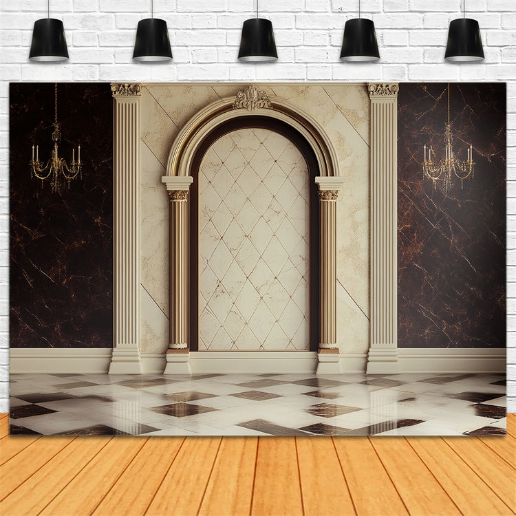 Father's Day Photo Backdrop Beige Marble Arch Backdrop UK CSH5-32