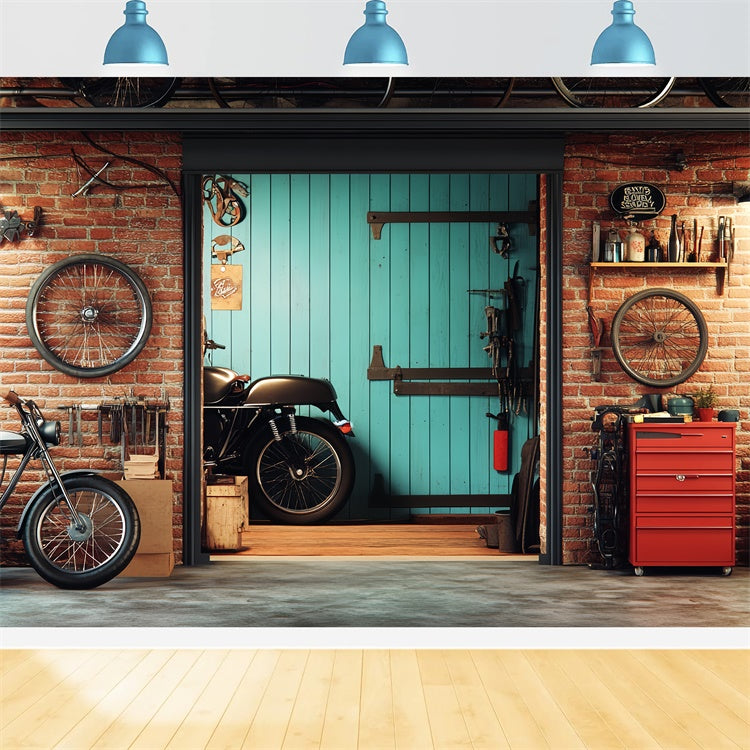 Father's Day Backdrop Motorcycle Repair Shop Backdrop UK CSH5-36