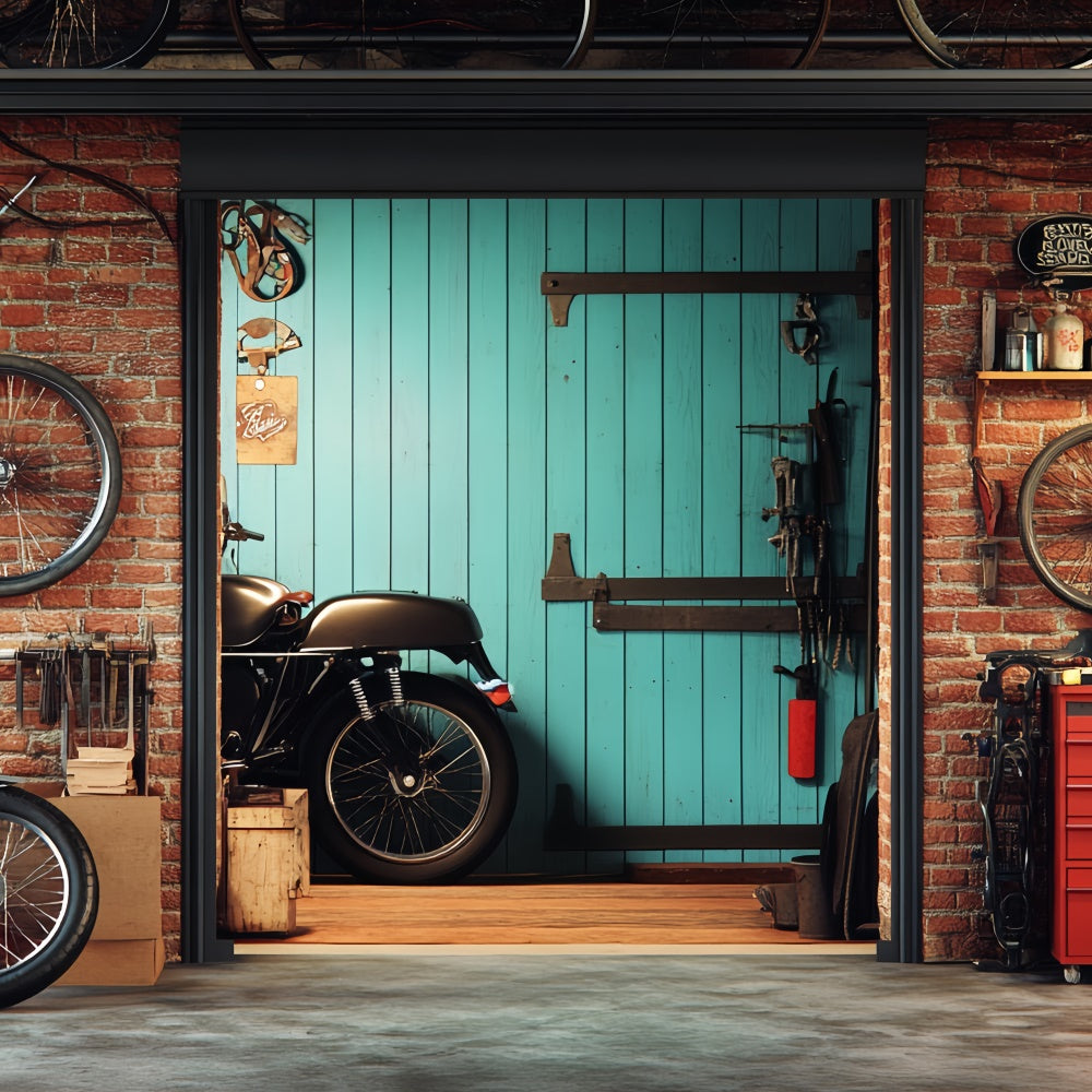 Father's Day Backdrop Motorcycle Repair Shop Backdrop UK CSH5-36