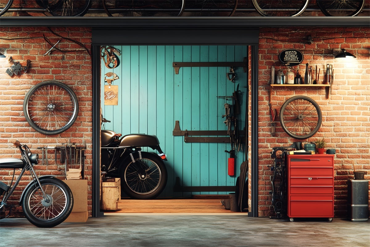 Father's Day Backdrop Motorcycle Repair Shop Backdrop UK CSH5-36