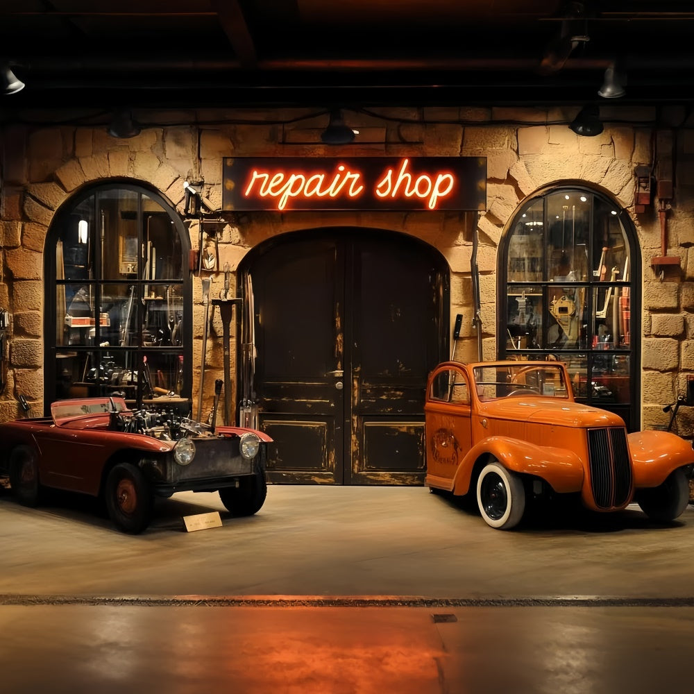 Backdrop Father's Day Retro Repair Shop Car Backdrop UK CSH5-40