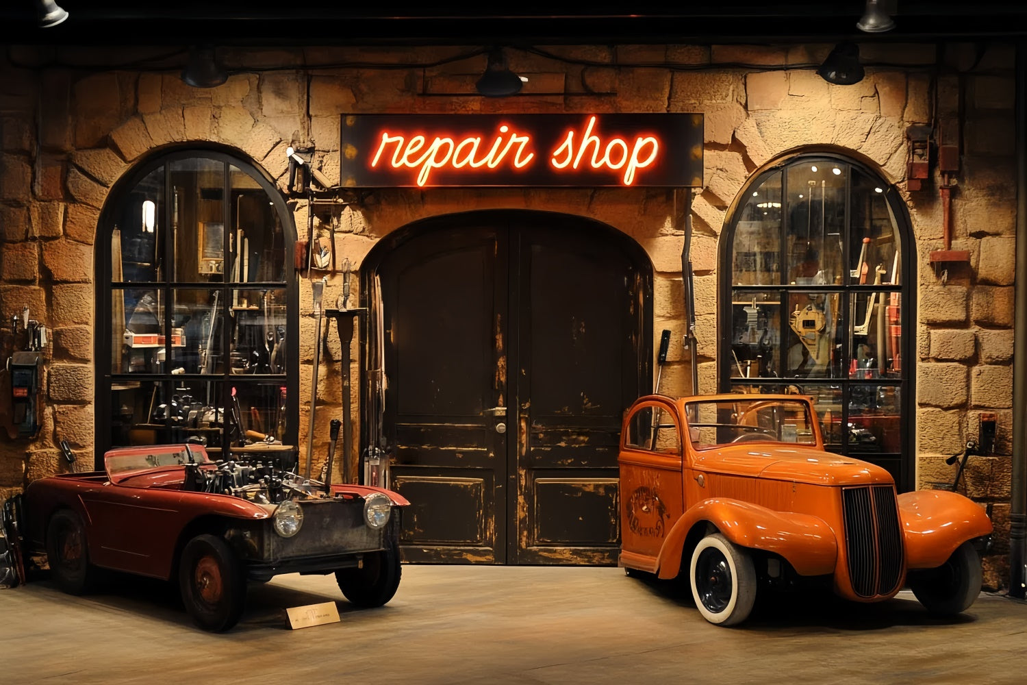 Backdrop Father's Day Retro Repair Shop Car Backdrop UK CSH5-40