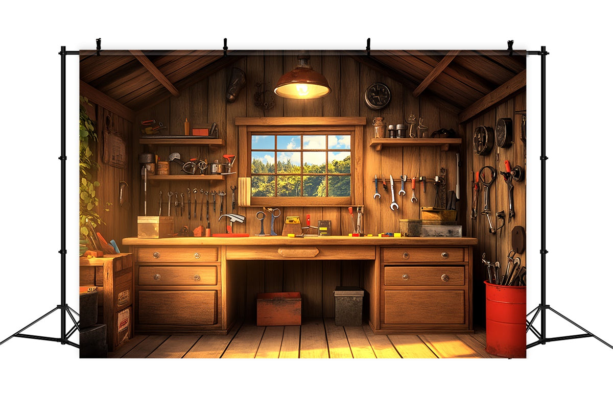 Backdrop Fathers Day Vintage Wood Toolhouse Backdrop UK CSH5-48